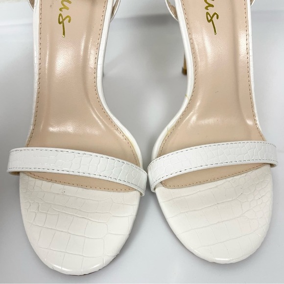 Lulus Womens 7.5 Strappy Heels Sila White Crocodile-Embossed Ankle White - Picture 5 of 12